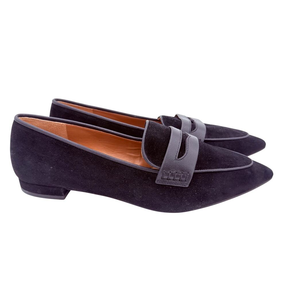 Talbots Women's Scarlet Black Pointed Toe Suede Loafers Shoes Size 9.5